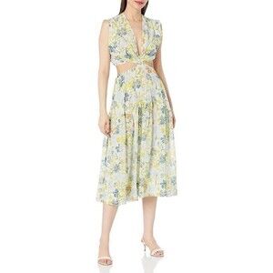 Joie Women's Maeve Floral Print Cut Out Silk Dress Cerulean Size 2 New w/tag